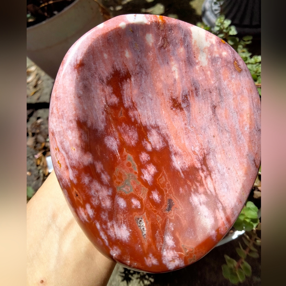 Colorful Pink and Red Ocean Jasper Crystal Bowl Stone Carving
